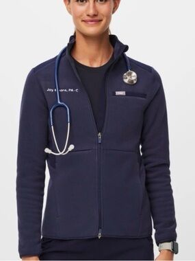 FIGS navy blue on shift fleece full zip jacket